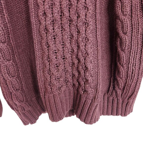 SKULL CASHMERE Sweater Womens Medium Maroon Chunky Knit Shawl Grandpa Cardigan - Picture 5 of 10